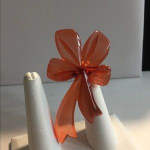 Vintage Red Lucite Christmas Bow Brooch